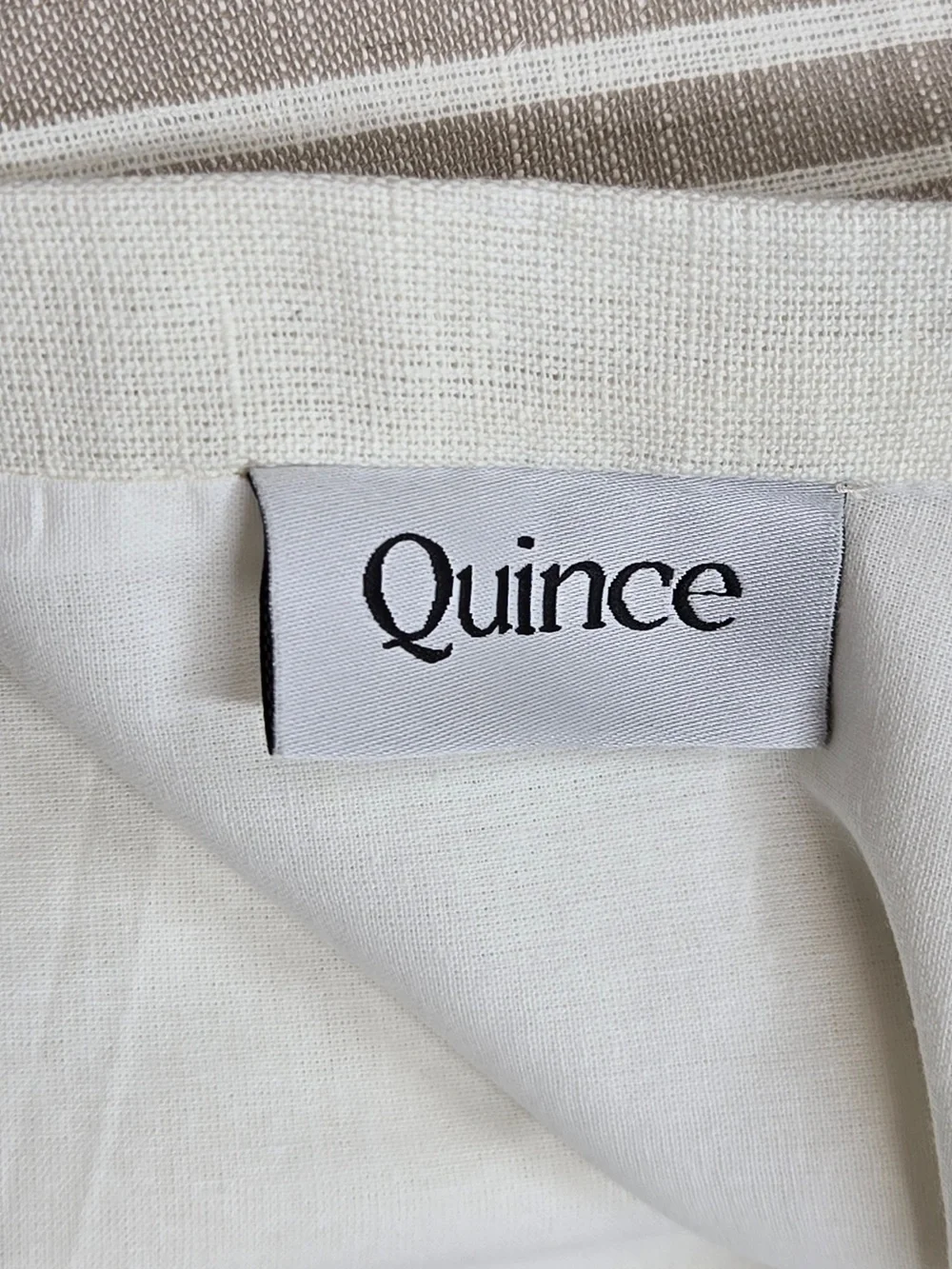 NWT QUINCE Set Of 2 48x84 Coastal Stripe Linen Cotton Curtains Ivory/Brown 9228